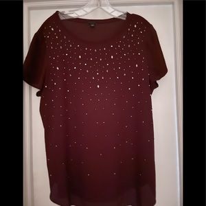 Ann Taylor Beaded Silky Shell Top